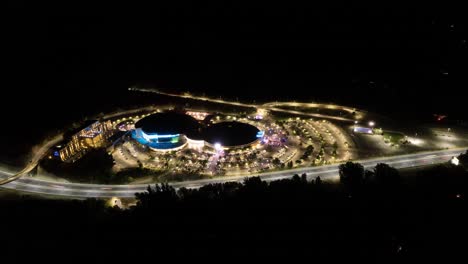 hyperlapse-of-casino-monticello-at-night,-rancagua,-chile