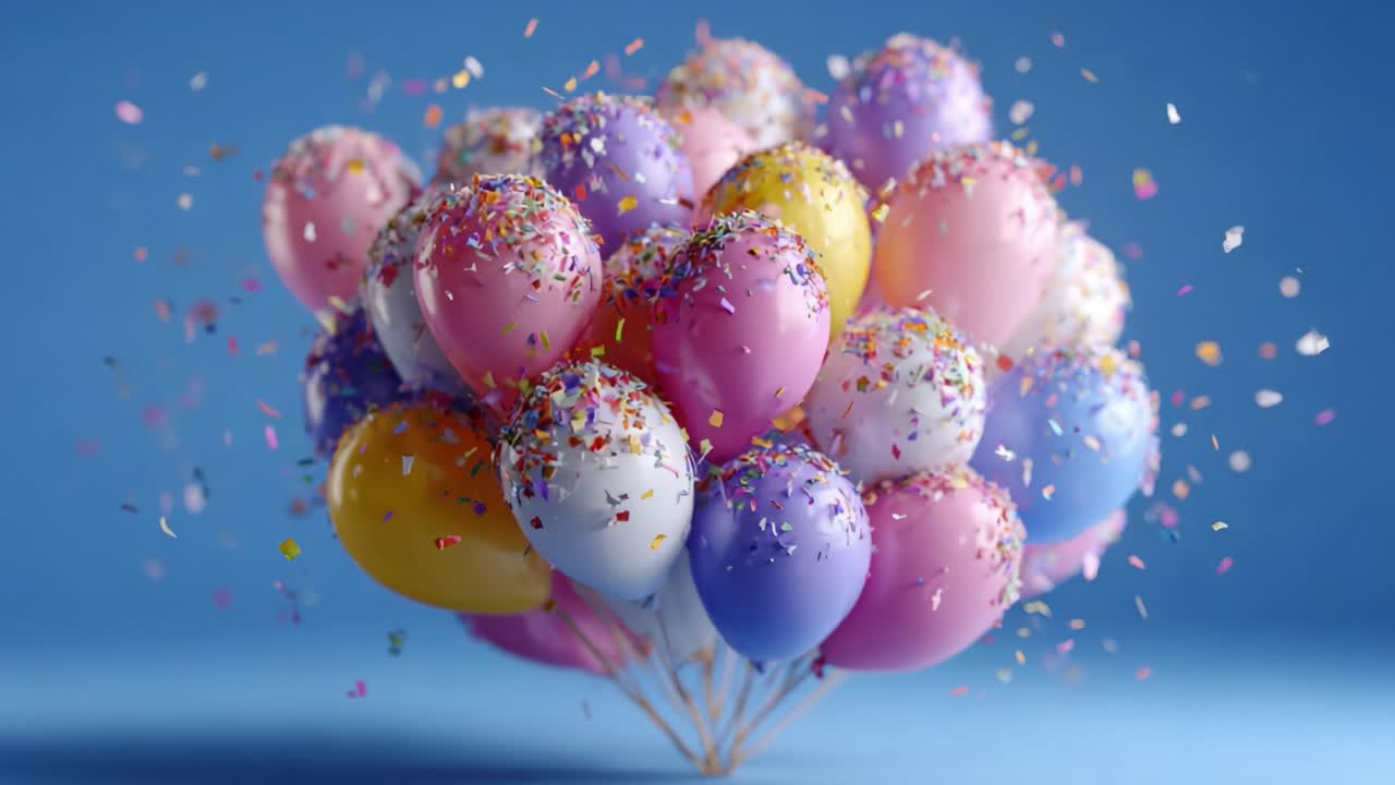 A Celebration of Colorful Balloons: Festive Decor with Sprinkles and Confetti for Joyous Occasions and Happy Events