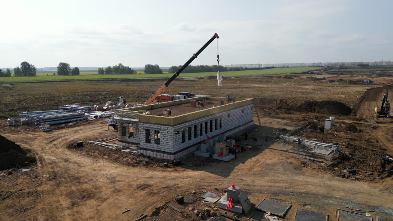Construction of a building at a highway project site