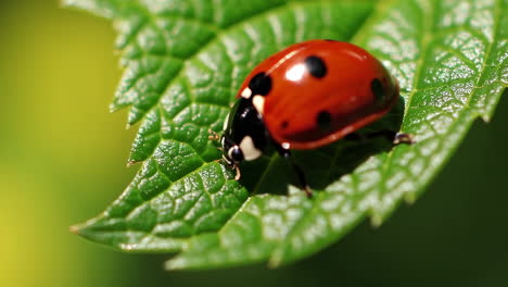 ladybug on a green leaf