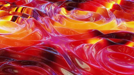 patrón naranja rojo líquido como ondas en movimiento en bucle. bg abstracto elegante 3d de superficie ondulada como mármol líquido brillante con hermosos colores de gradiente. animación fluida colorida de moda de 4k.