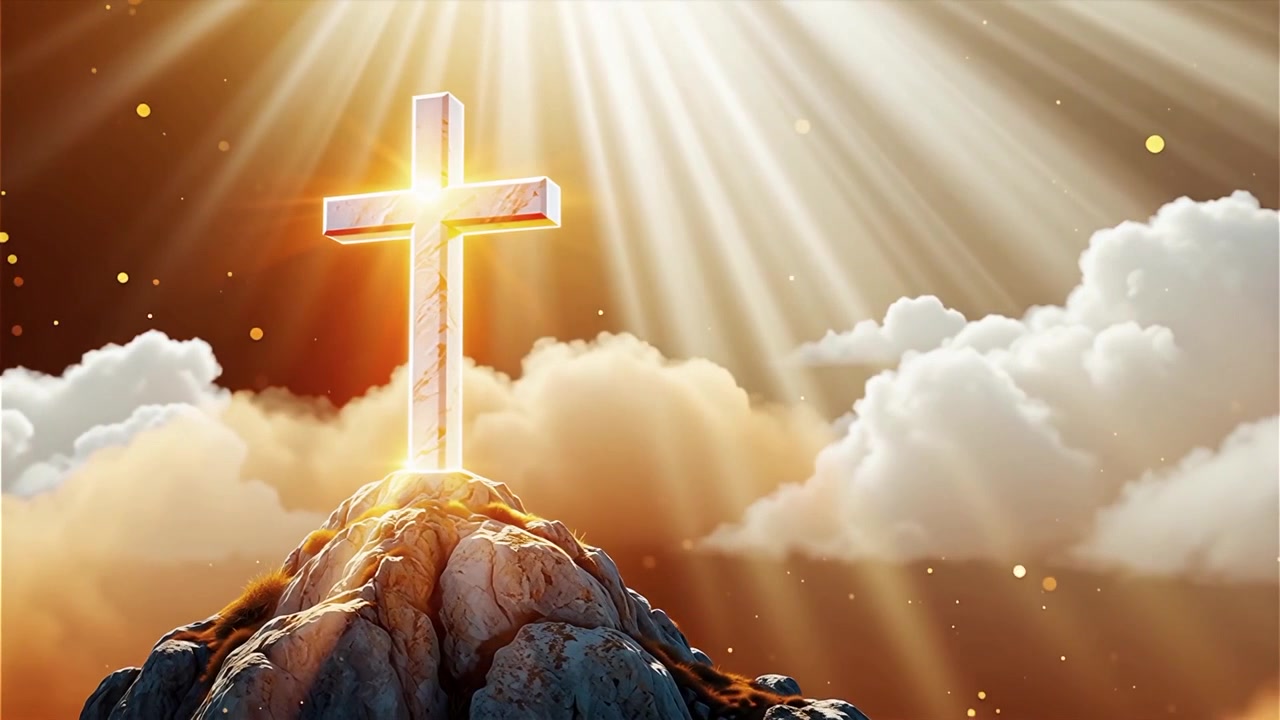 Christian Cross Heavenly Light Worship Background