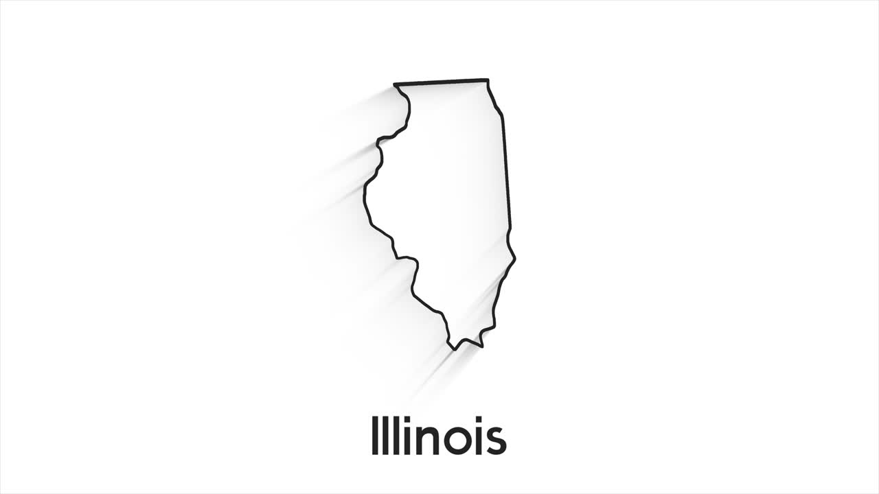 Illinois State of the United States of America. Animated line location marker on the map. Easy to use with screen transparency mode on your video.