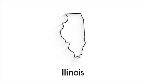 illinois state of the united states of america. animated line location marker on the map. easy to use with screen transparency mode on your video.