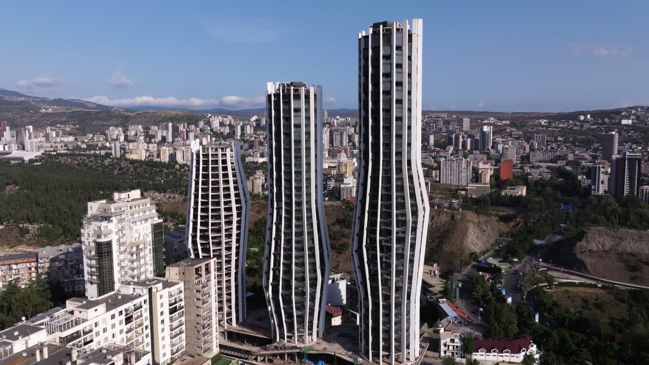 Beautiful Establishing Drone Shot Above Alliance Highline in Tbilisi, Georgia