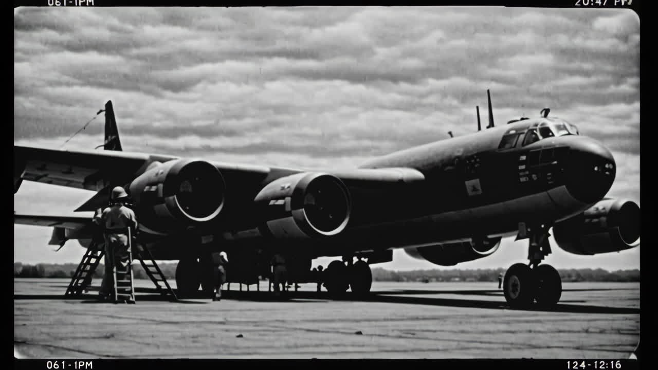 B-29 Bomber Maintenance on a Runway