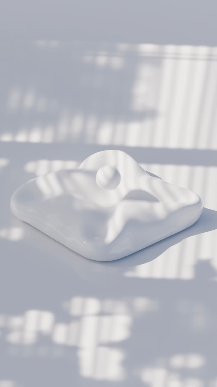 Abstract White Sphere on Smooth Surface with Shadow