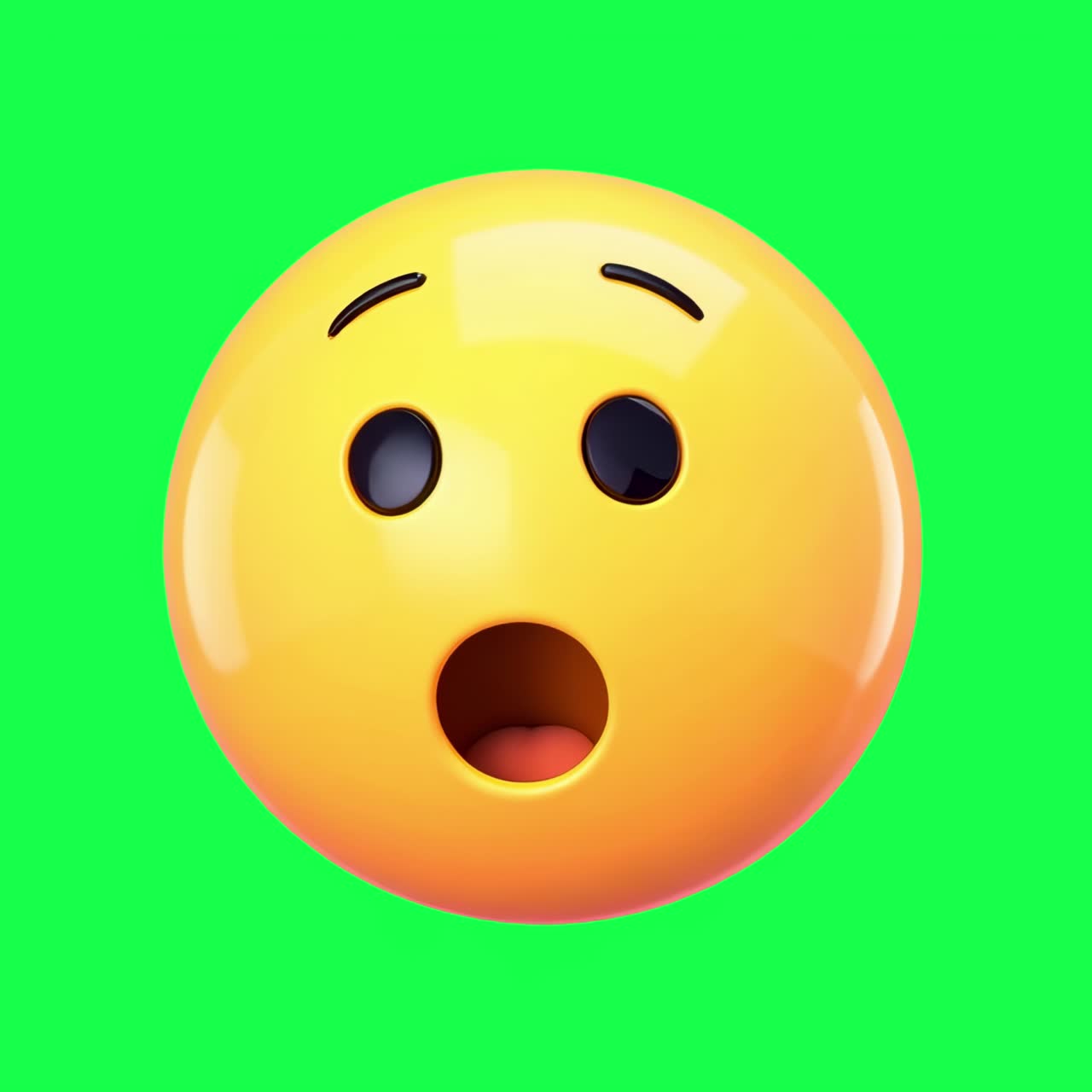 Surprised emoji animation, transparent 4K video, green screen