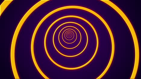 abstract circle tunnel futuristic portal glowing colourful neon led screen ring on dark background 3d animation visual effect optical illusion 4k orange purple