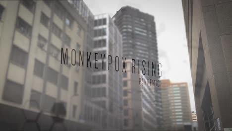 animation of monkey pox over cityscape