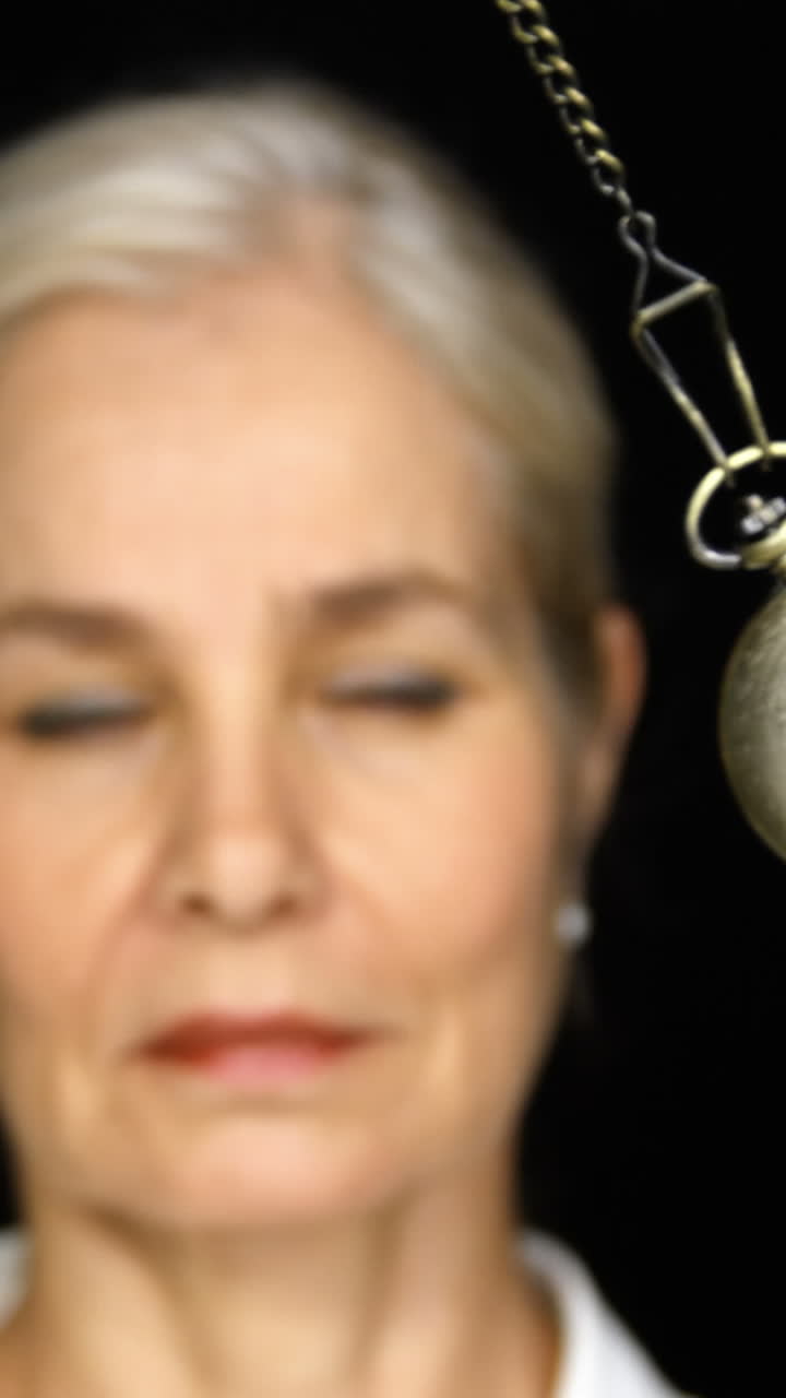 mujer hipnotizada por un movimiento de péndulo