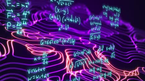 animation of mathematical data processing and network of connections