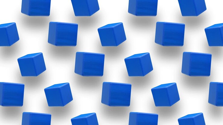 Cubi di legno blu rotazione in loop