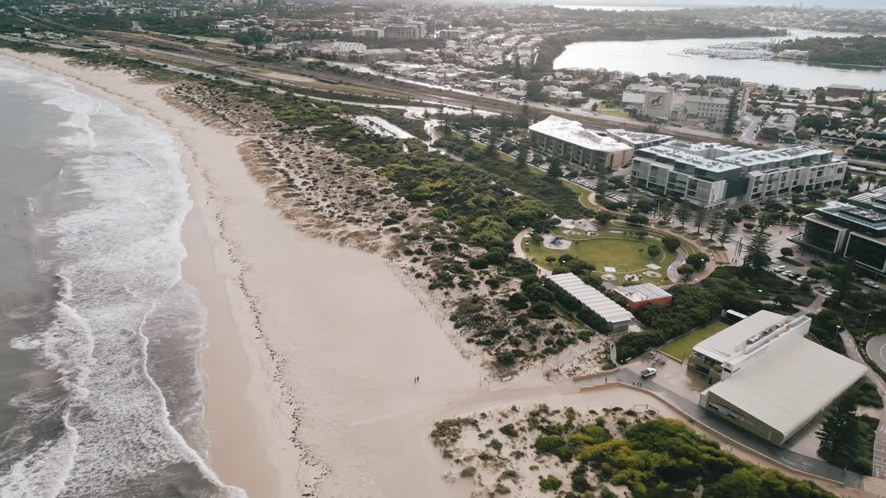 Cinematic aerial footage of Leighton Beach, which sits right next to the neighbourhood of North Fremantle