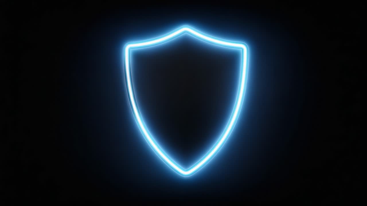 A Stunning Neon Shield Design Illuminated Against a Dark Background, Evoking Themes of Protection and Security with a Modern Aesthetic Touch
