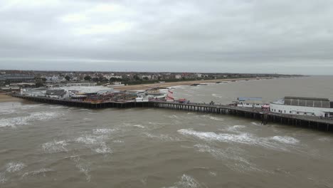 clacton on sea pier in autumn aerial footage