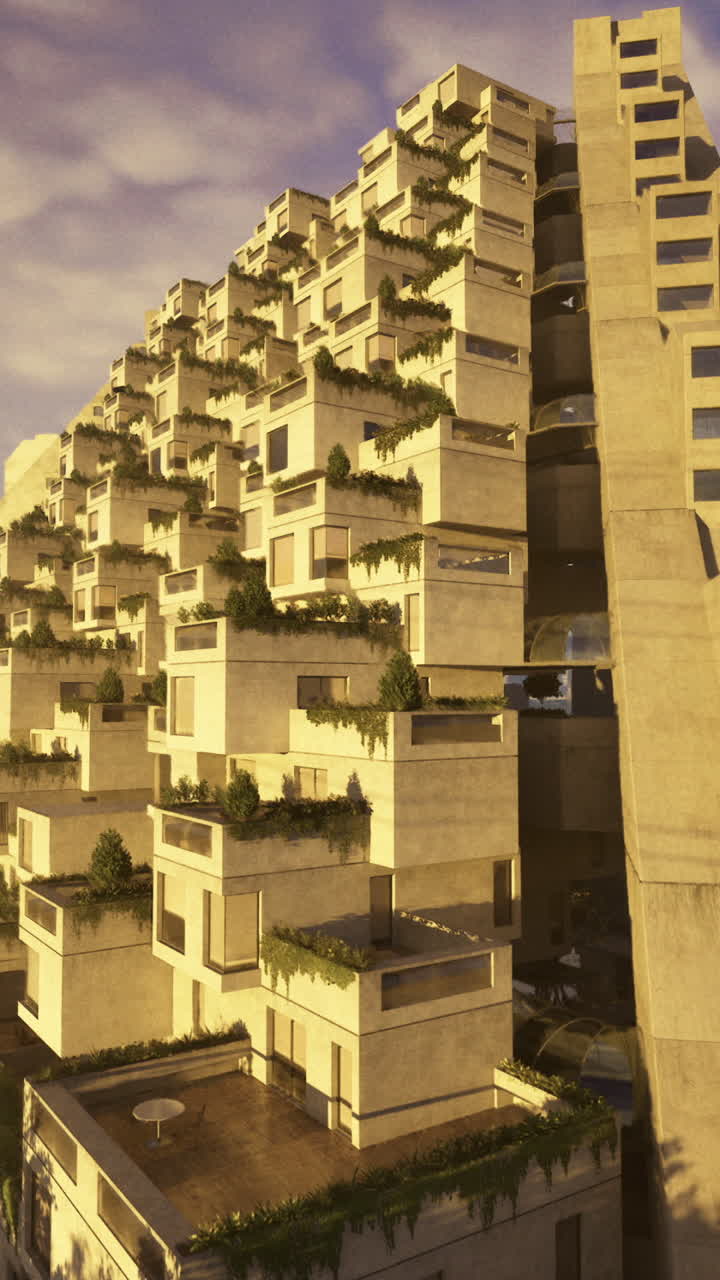 Innovative architectural design of modern residential complex in urban setting