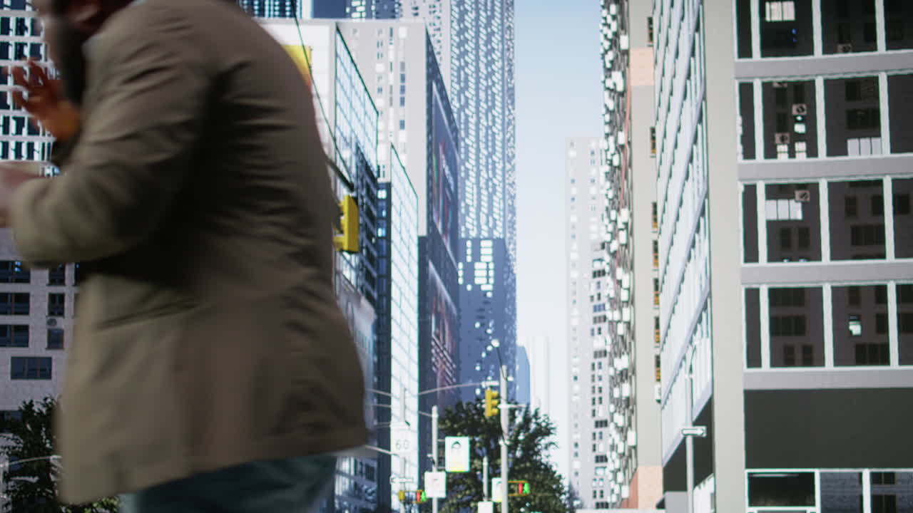 Multicultural pedestrian group walking through the big city