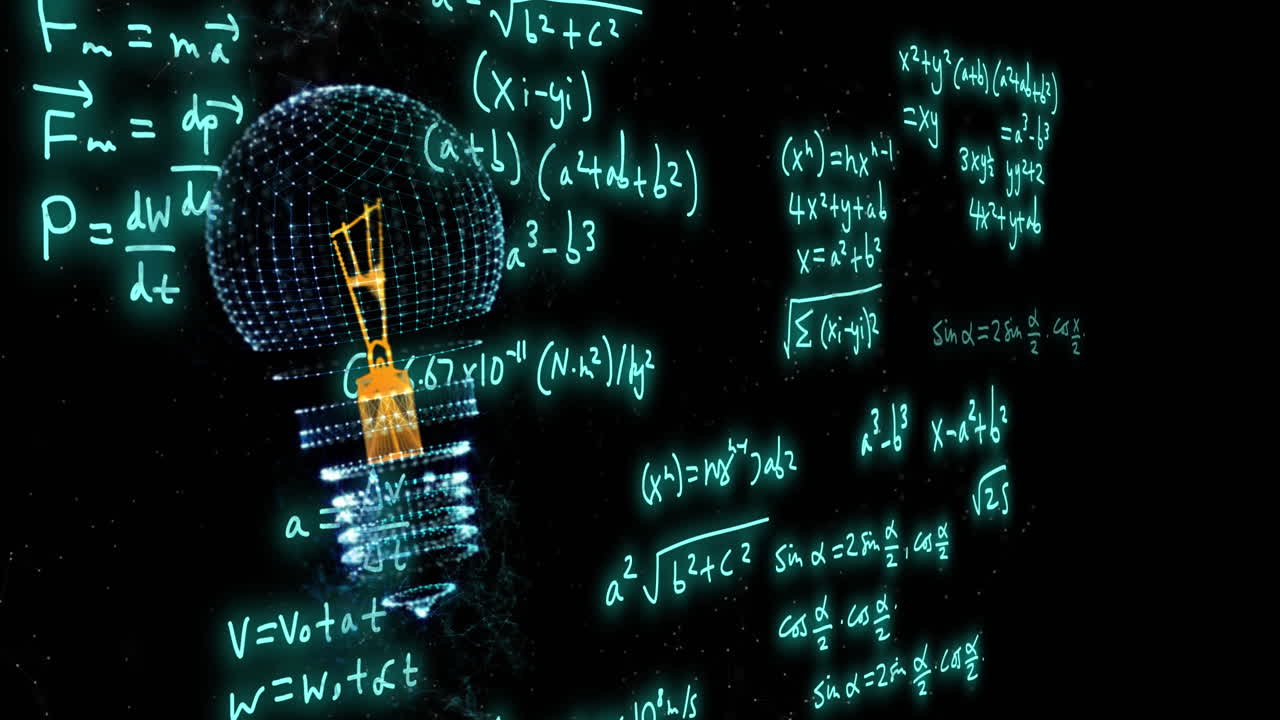 Animation of light bulb and mathematical data processing