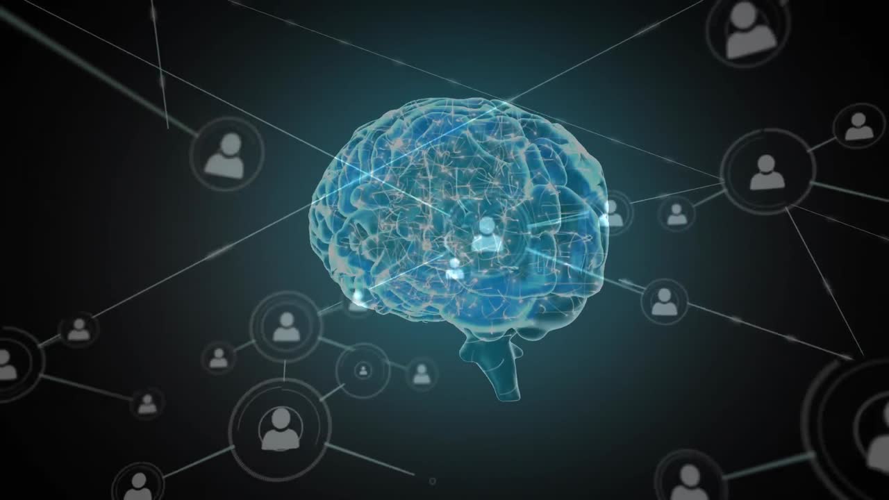 Brain with connected network of profile icons