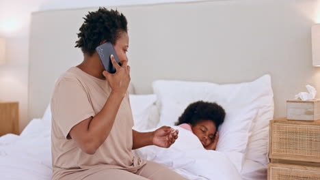 Doctor,-phone-call-and-mother-with-sick-kid