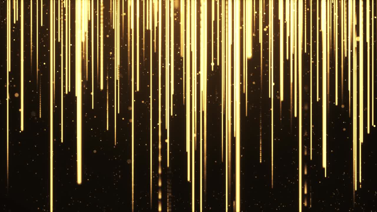 Golden particles streaks flowmotion, luxury golden particle stripes keep falling Loop.