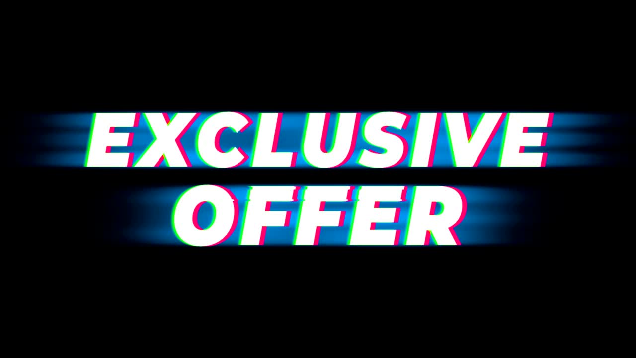 Exclusive Offer Text Vintage Glitch Effect Promotion .