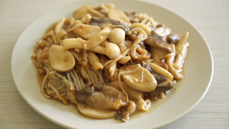 stir fried mixed mushroom with oyster sauce - healthy food style