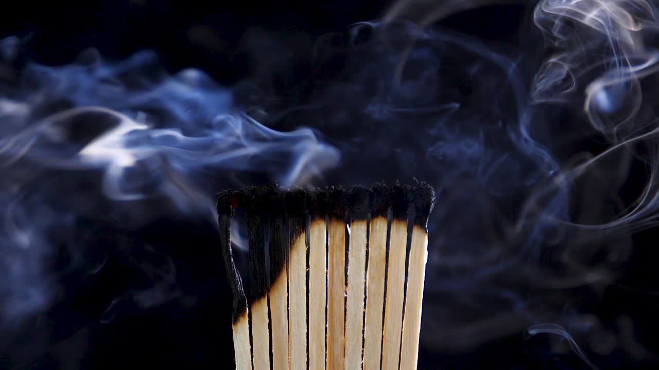 Matches burned out and abstract fumes are released