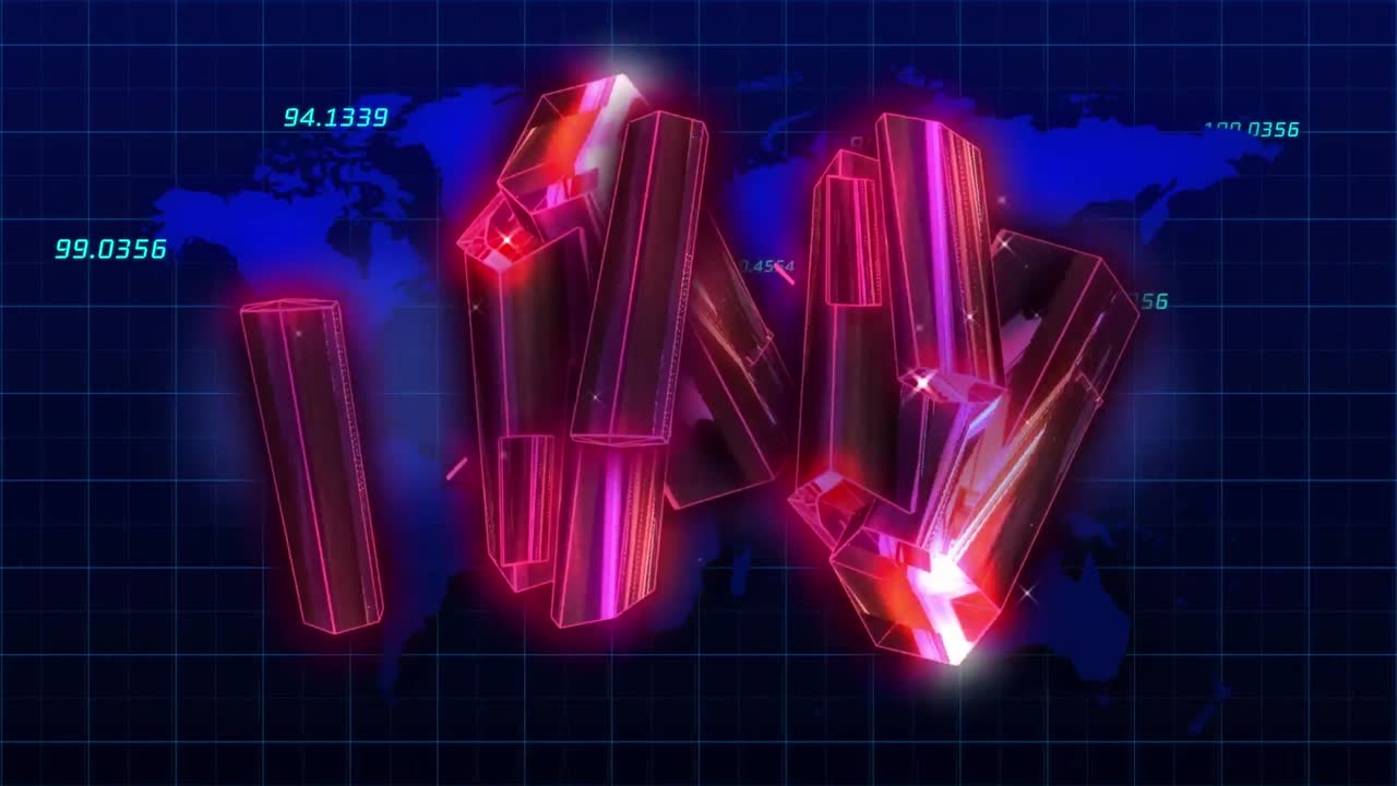 animación del procesamiento de datos y las formas a través del túnel digital