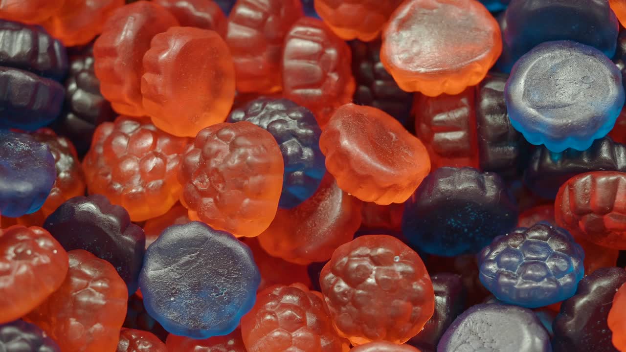 primer plano de caramelos de goma de colores