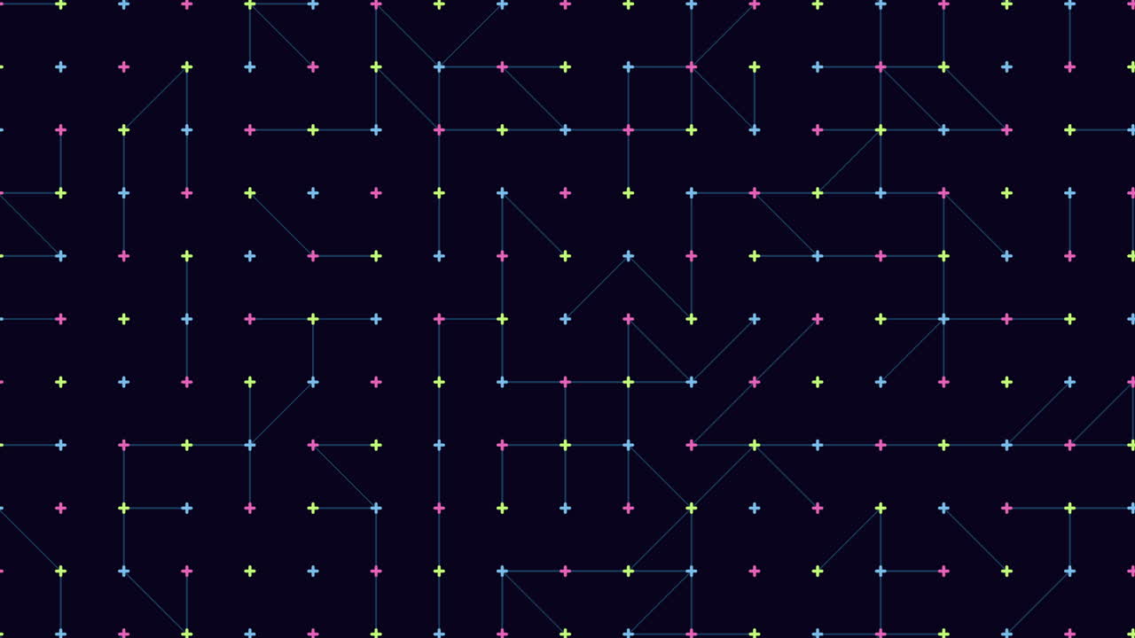 어두운 배경에 활기차고 복잡한 점 그리드 패턴