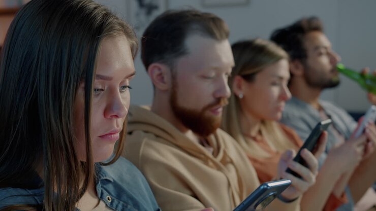 Friends Enjoying Drinks and Mobile Phones