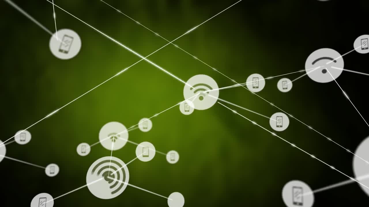 animación de la red de conexiones sobre fondo verde