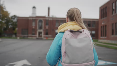 the child goes to the school building