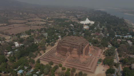 aerial at famous unfinished monument mingun pahtodaqgyi in myanmar