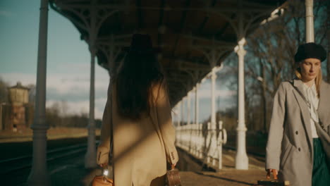 woman in a hurry for train railway station