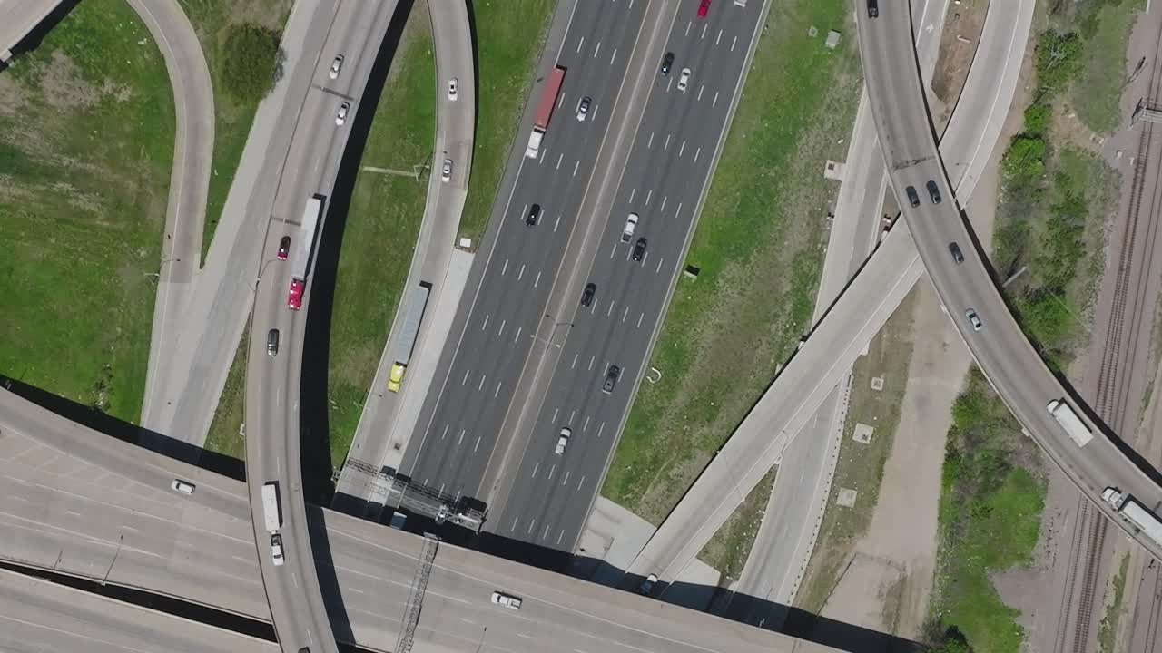 View of downtown Dallas highways and roads from above during the day