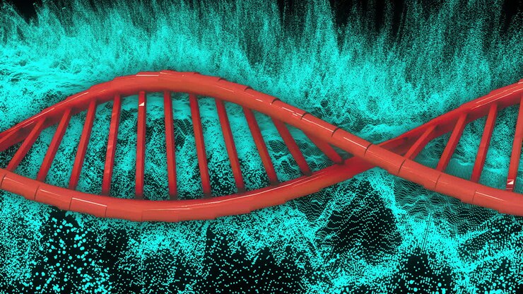 DNA strand and binary coding, scientific data processing