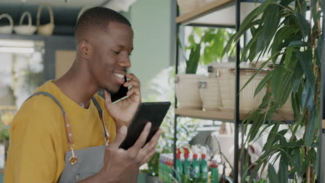 man working in a flower shop