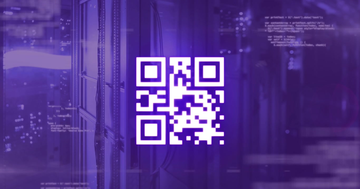Animation of lights and qr code over data processing over servers