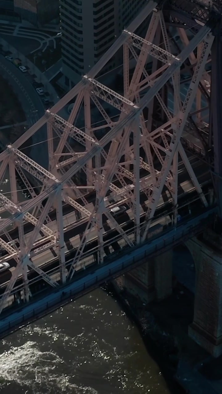 Bird's eye view of the Queensboro Bridge over the East River in New York