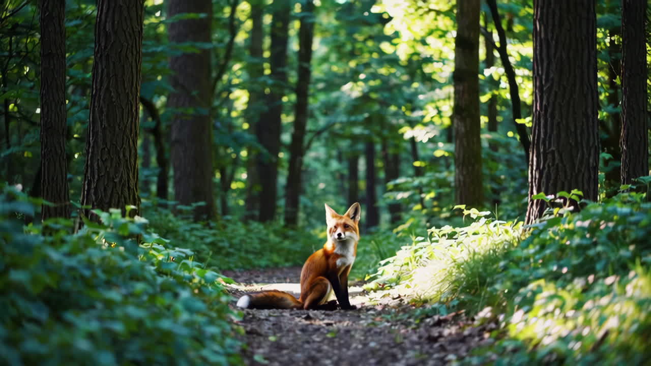 Red Fox in a Forest Path