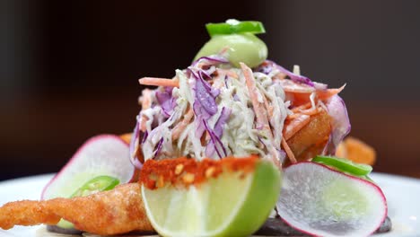 Fried-fish-taco-spinning-macro-shot-baja-california-style