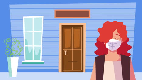 woman in house stay at home campaign animation