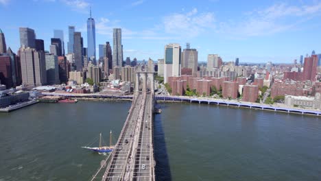 september 2021 - 4k aerial of lower manhattan from the east river, nyc, usa