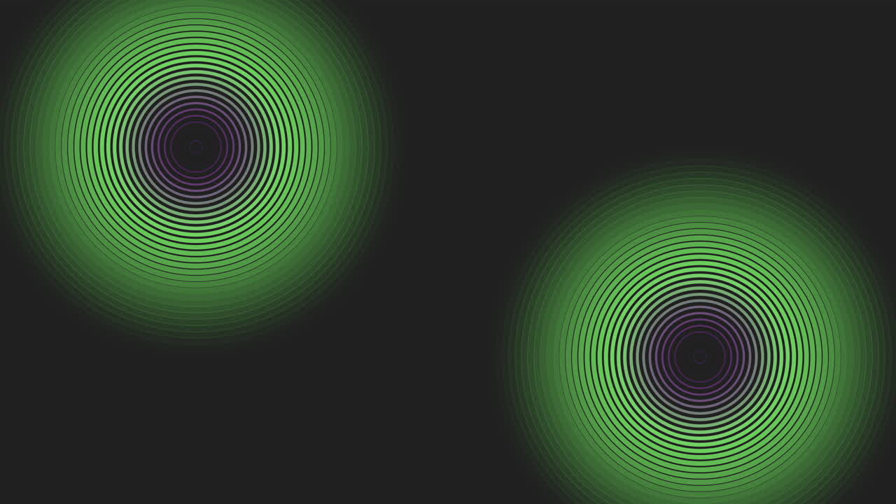 luz verde y púrpura vibrante convergen dentro de círculos concéntricos
