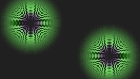 luz verde y púrpura vibrante convergen dentro de círculos concéntricos