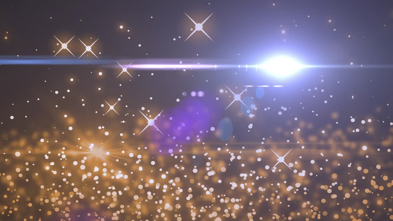 Animación de puntos de luz y estrellas sobre un fondo negro
