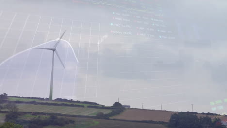 Animation-of-financial-data-processing-over-wind-turbine